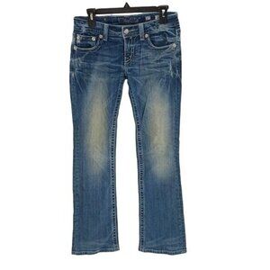 Miss Me Jeans Blue Denim Boot Studded Embellished Stretch Womens Size 27
